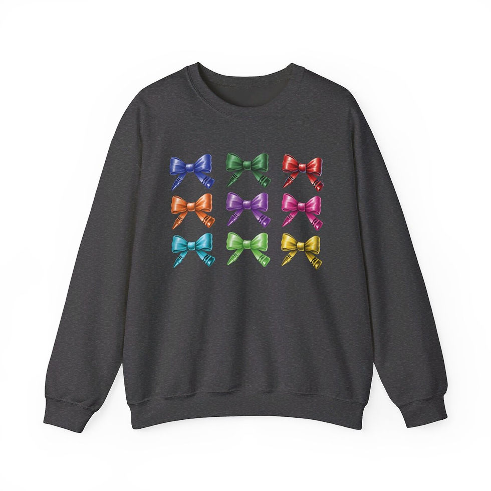 Thumbnail: Limited Edition Bow Shaped Colorful Crayons Teacher or School Sweatshirt