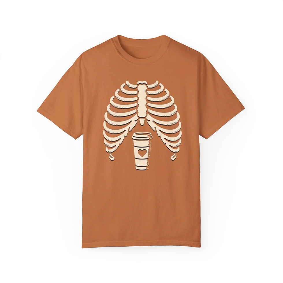 Thumbnail: Rib Cage with Coffee Minimal Halloween Costume Comfort Colors Shirt