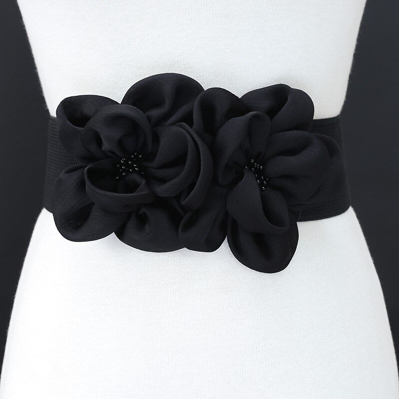 Thumbnail: Fashionable Floral Decor Elastic Waist Belt for Women