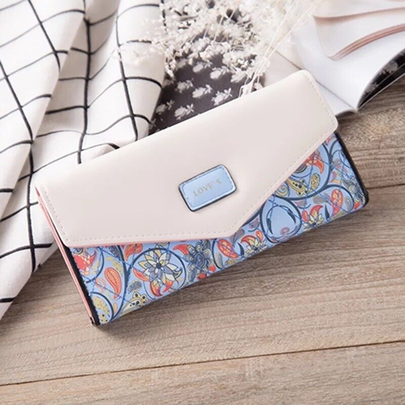 Thumbnail: Fashion Women Leather Envelope Clutch Wallet Long Card Holder Purse Bag Handbag