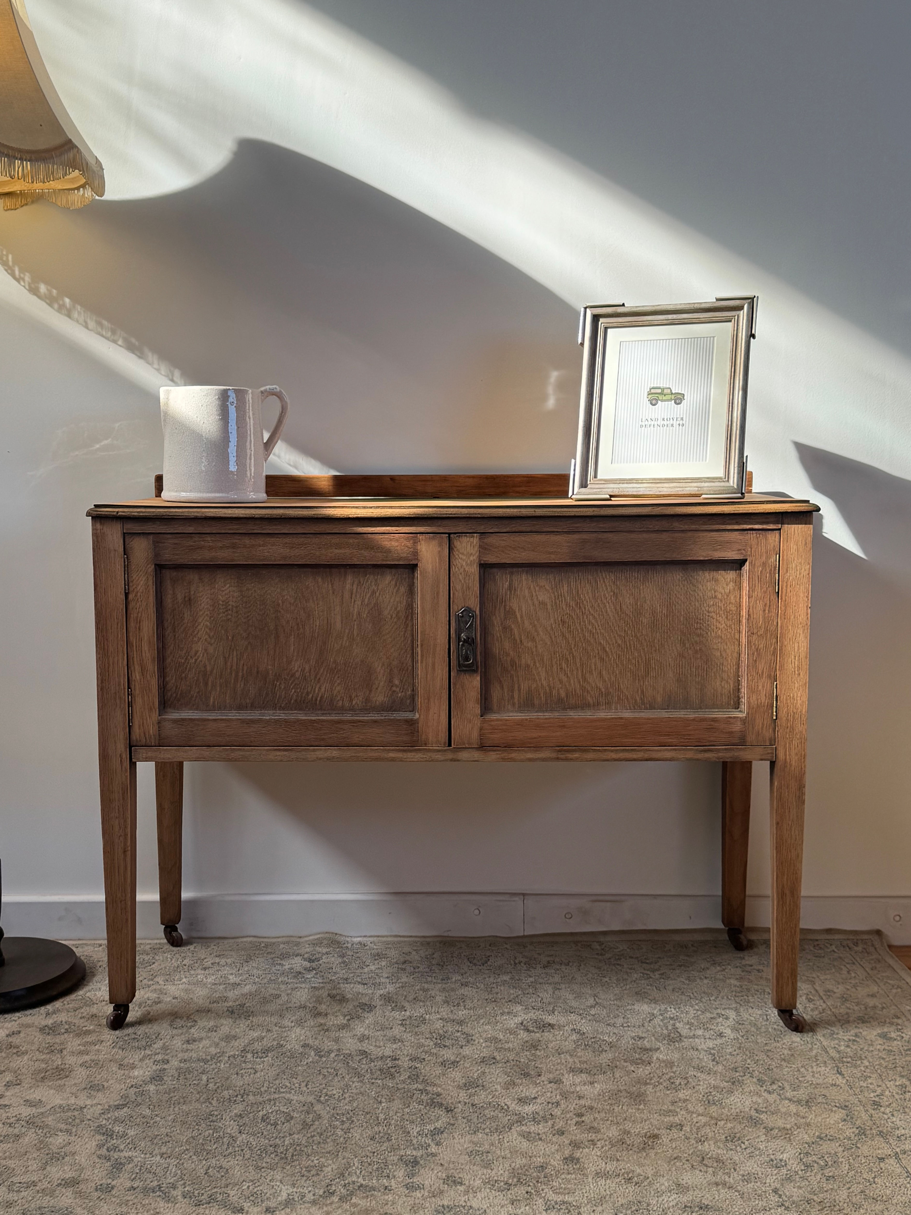 Antique Oak Washstand on Original Castors