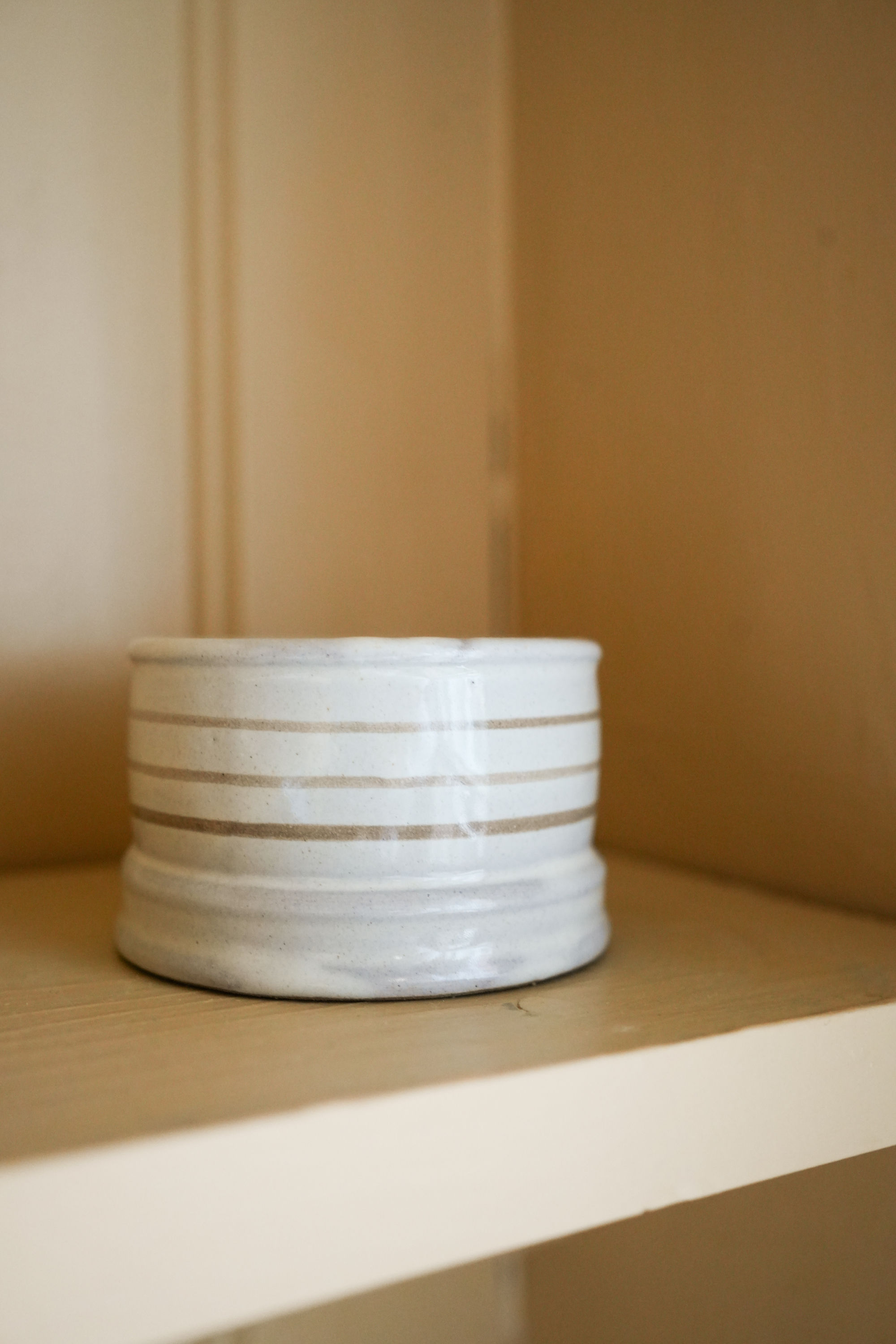 Hand Painted Stripe Dip Bowl - Taupe