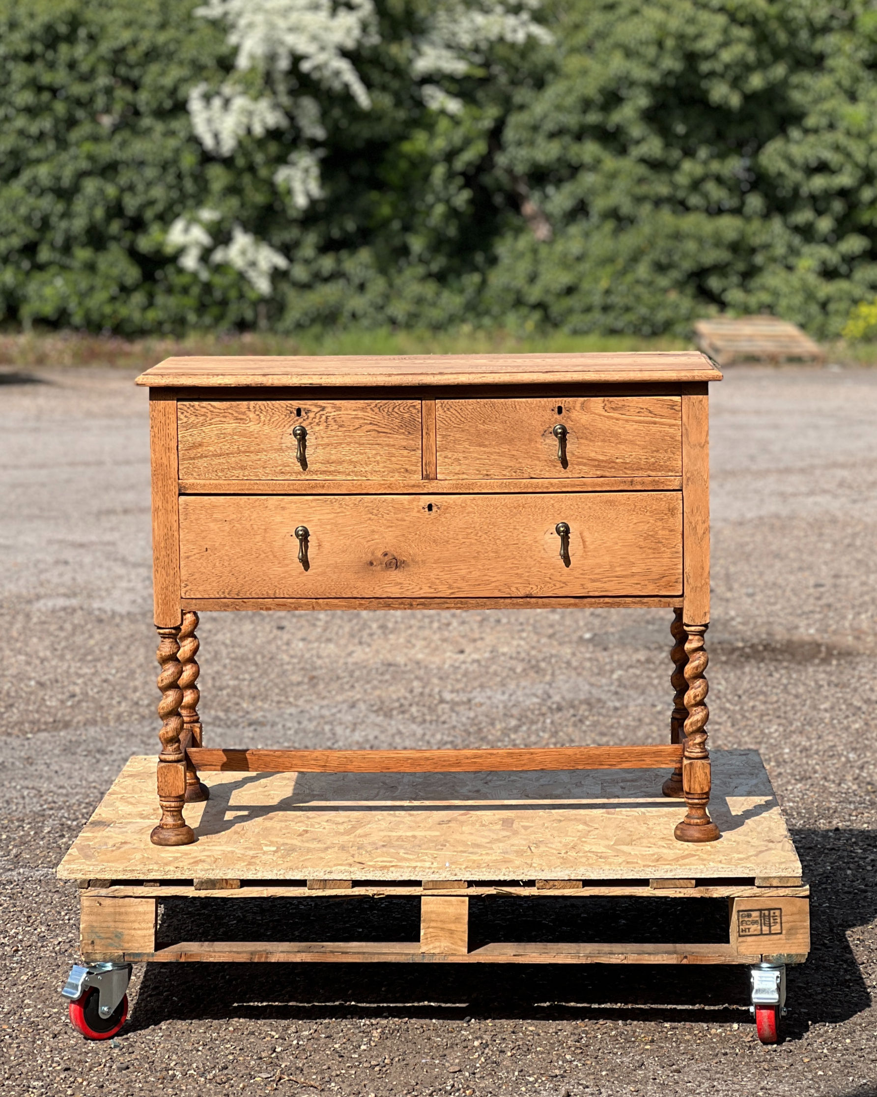 Oak Two Over One Chest with Barley Twist Legs