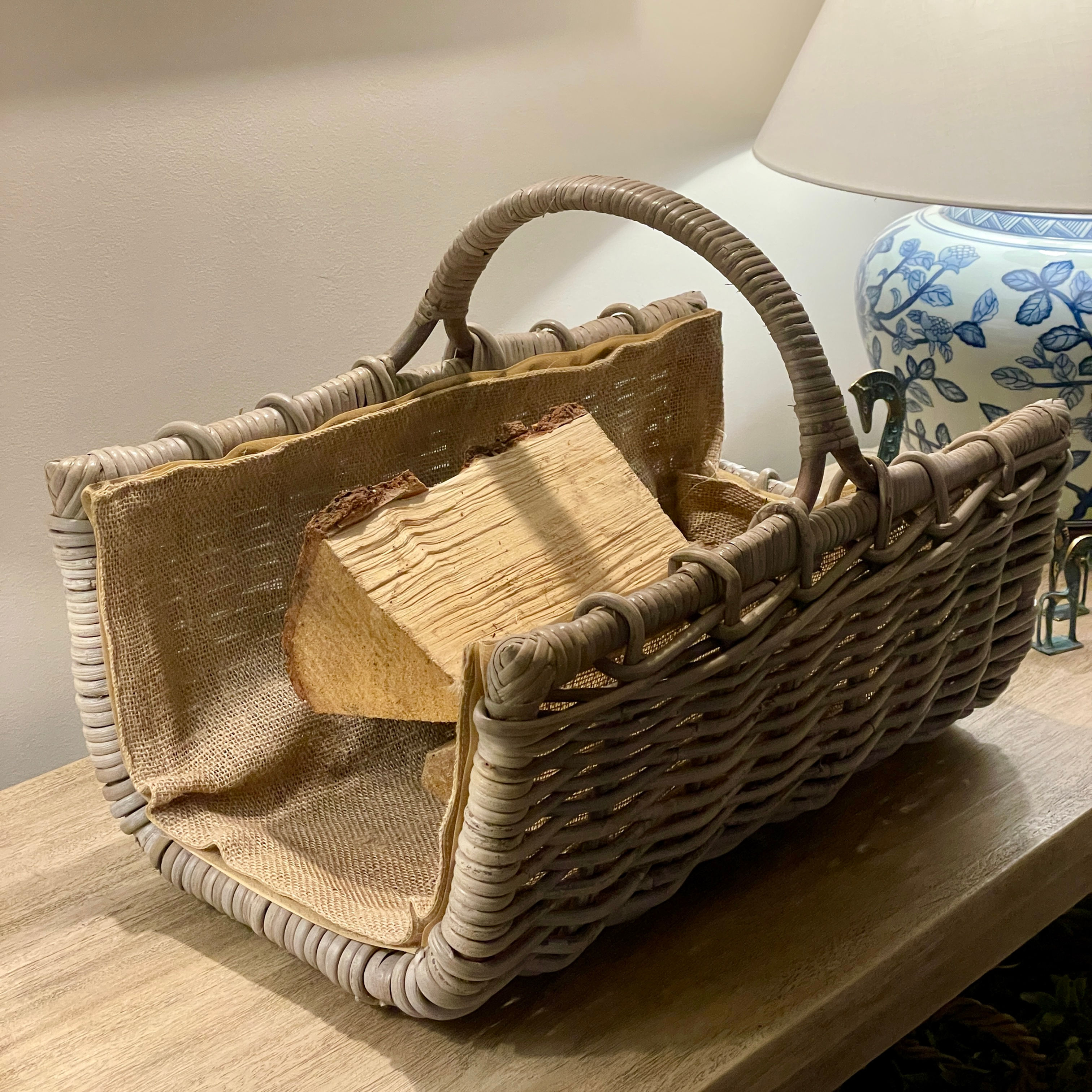 Rattan Log Basket - Lined