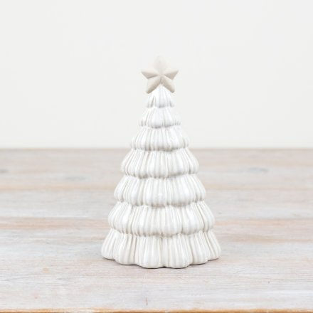 Ceramic White Tree with Star - Medium