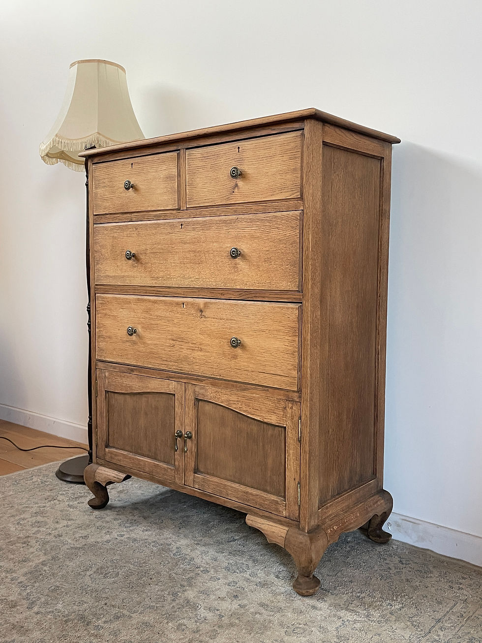 Thumbnail: Oak Chest of Drawers with Cupboard Base – Two Over Three Design