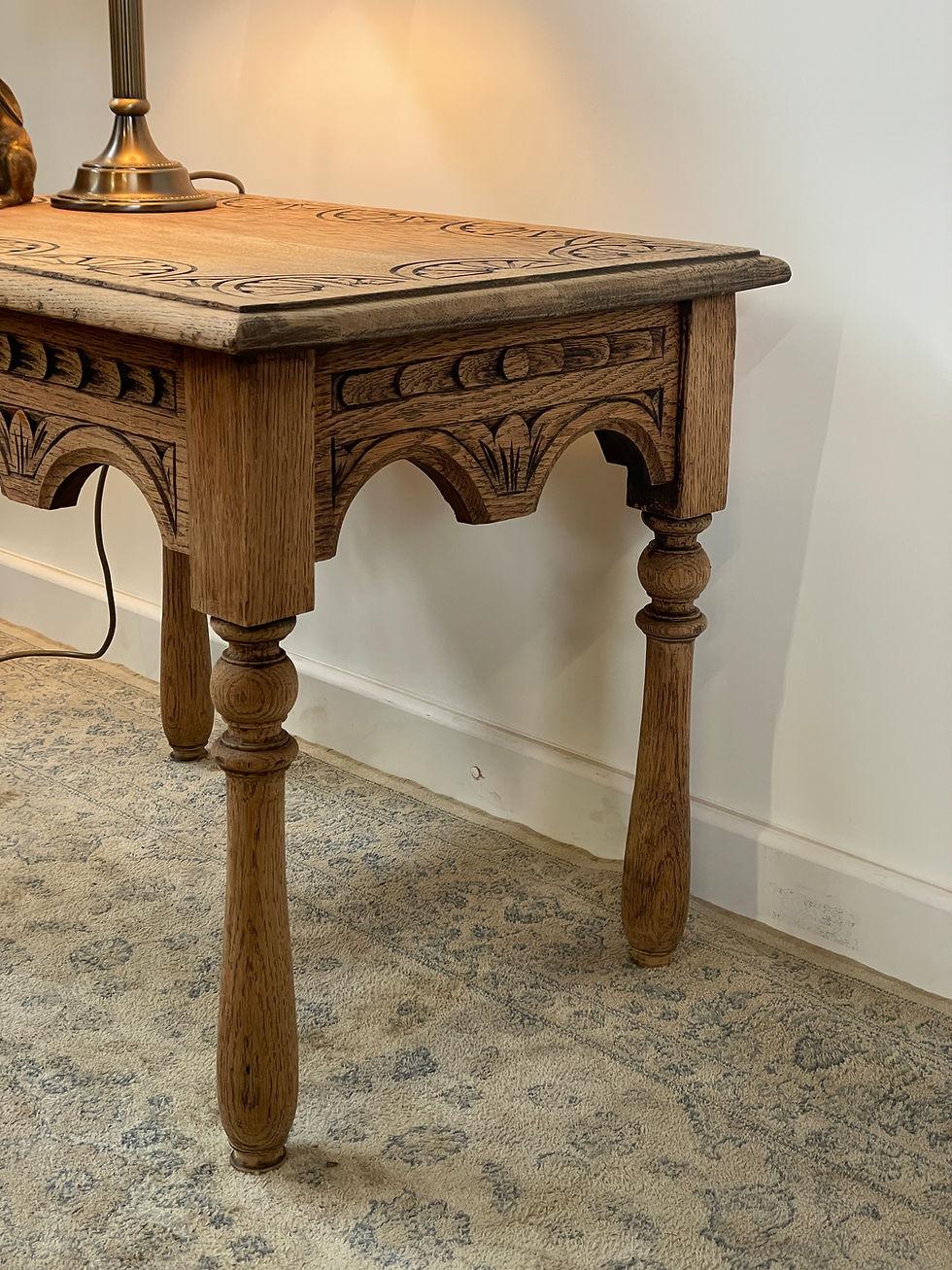 Thumbnail: Victorian Oak Side Table with Carved Top