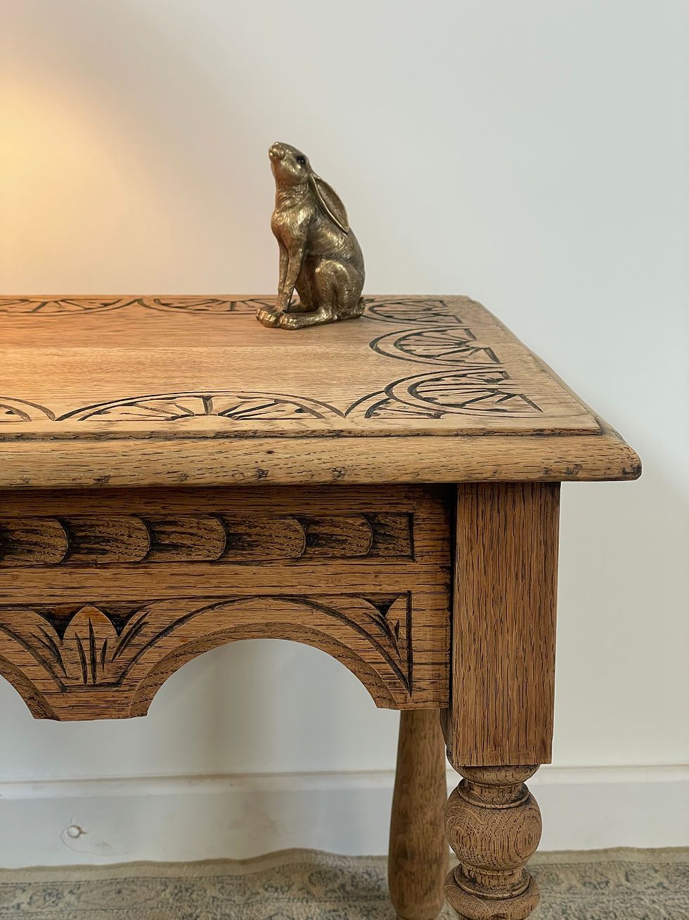 Thumbnail: Victorian Oak Side Table with Carved Top