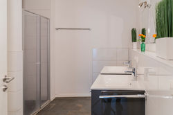 main bathroom with tub & shower