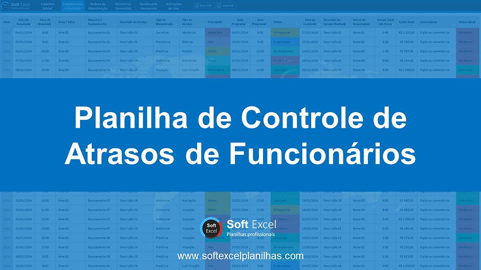 Planilha de controle de atrasos de funcionários