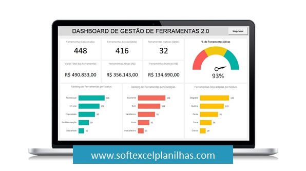 Dashbaord de controle de ferramentas em excel