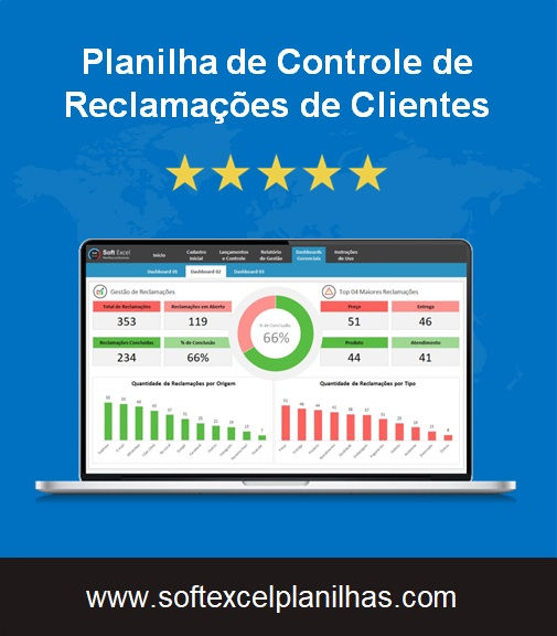 Miniatura: Planilha de controle de reclamações de clientes em excel