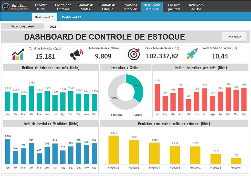 Miniatura: Planilha de Controle de Estoque e Vendas em Excel