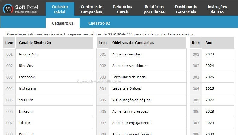 Miniatura: Planilha de Controle de Marketing Ads Excel