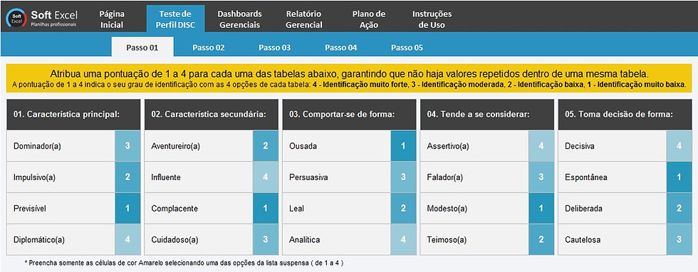 Miniatura: Planilha de Teste de Perfil DISC em Excel