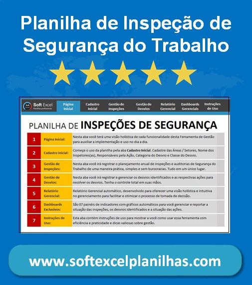Miniatura: Planilha Inspeção de Segurança do Trabalho em Excel