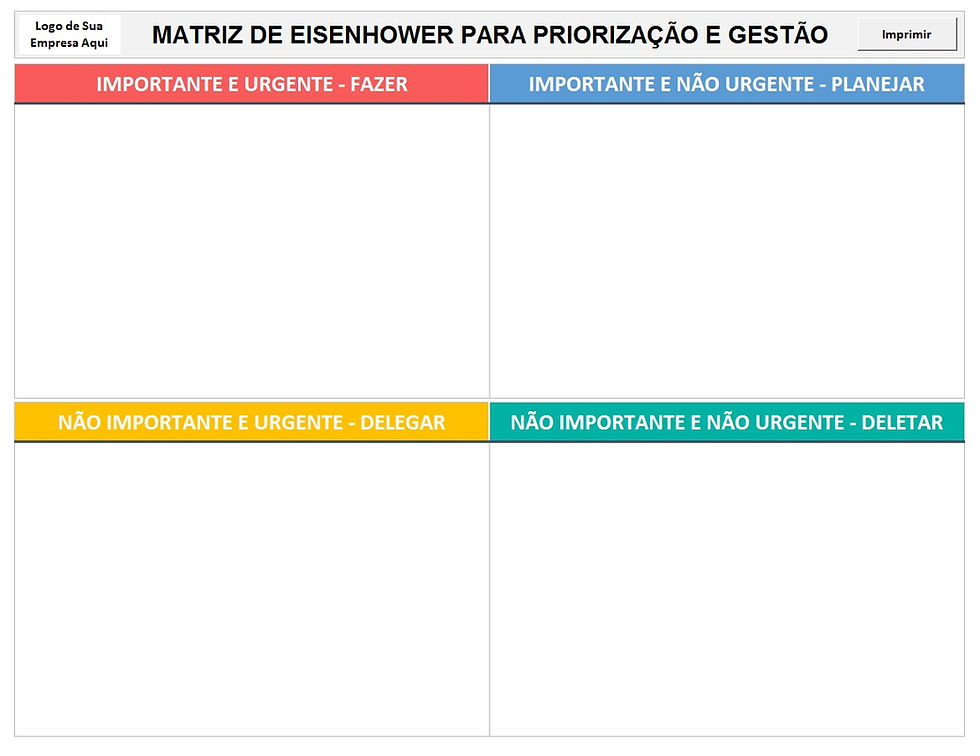 Matriz de Eisenhower excel modelo pronto