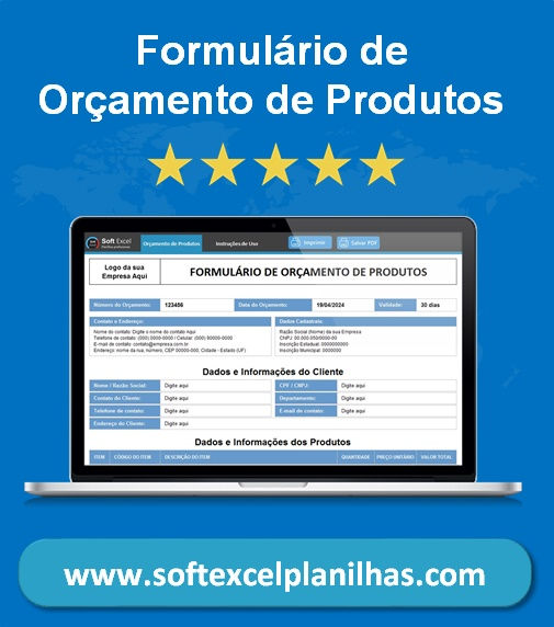 Miniatura: Modelo de orçamento de produto Excel