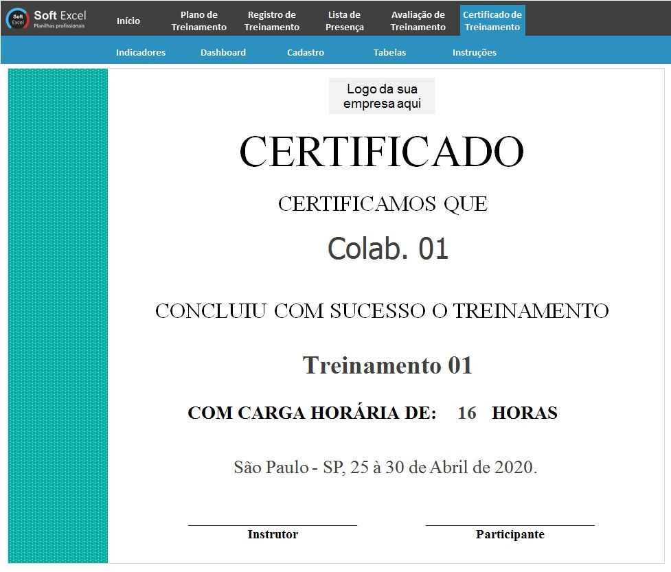 Miniatura: planilha controle de treinamentos excel