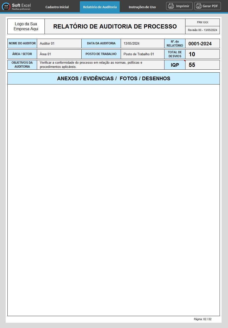 Miniatura: Relatório de auditoria interna excel