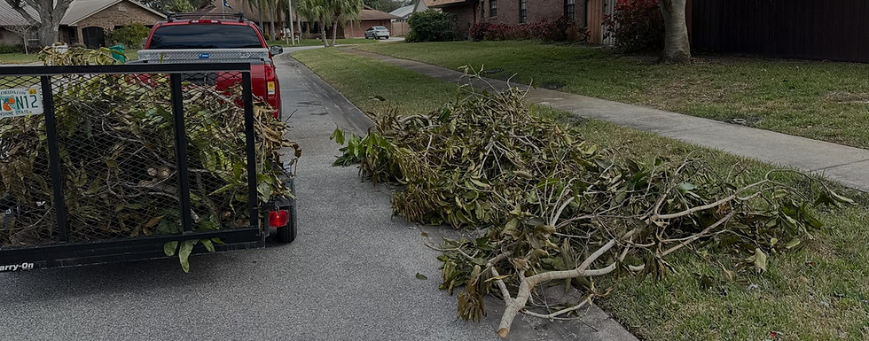 Trailer loaded with debris for dependable quality lawn care