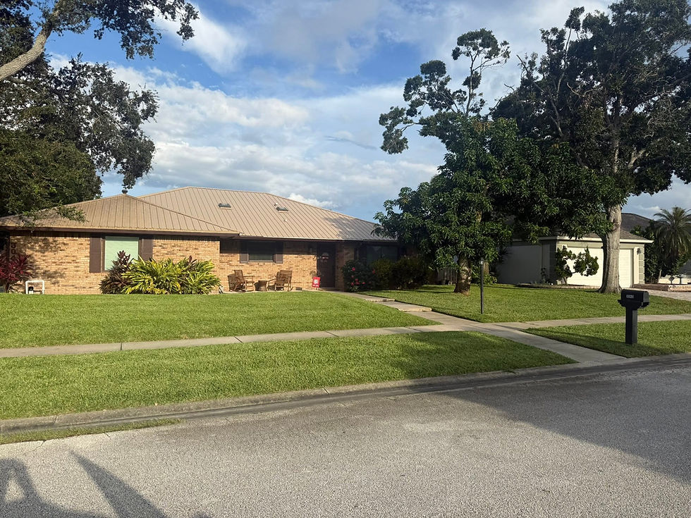 Freshly cut residential lawn