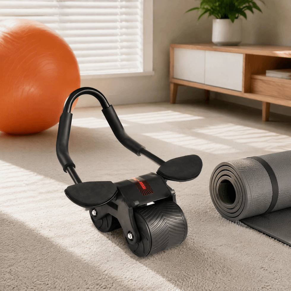 Thumbnail: Automatic Rebound Ab Roller Wheel Knee Mat Elbow Support Abdominal Wheel 2-Wheel
