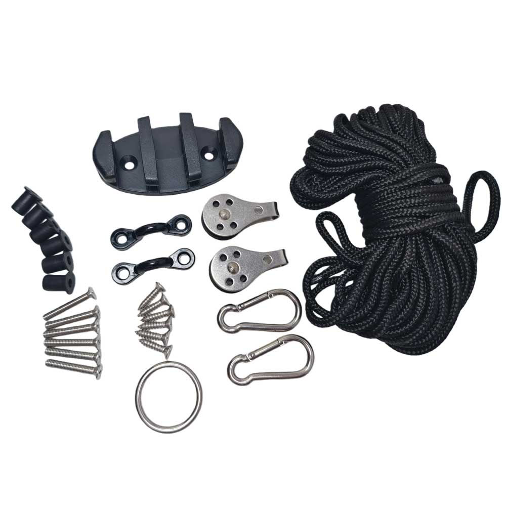 Kayak Canoe DIY Anchor Trolley Kit System with Stainless Steel Pulley O ring Cam