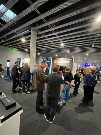 Lots of people around the zactrack booth at ISE 2026