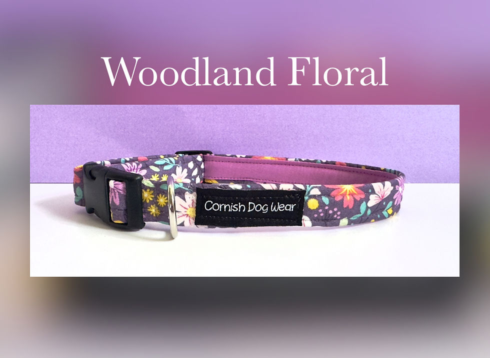Woodland Floral fabric Dog Collar