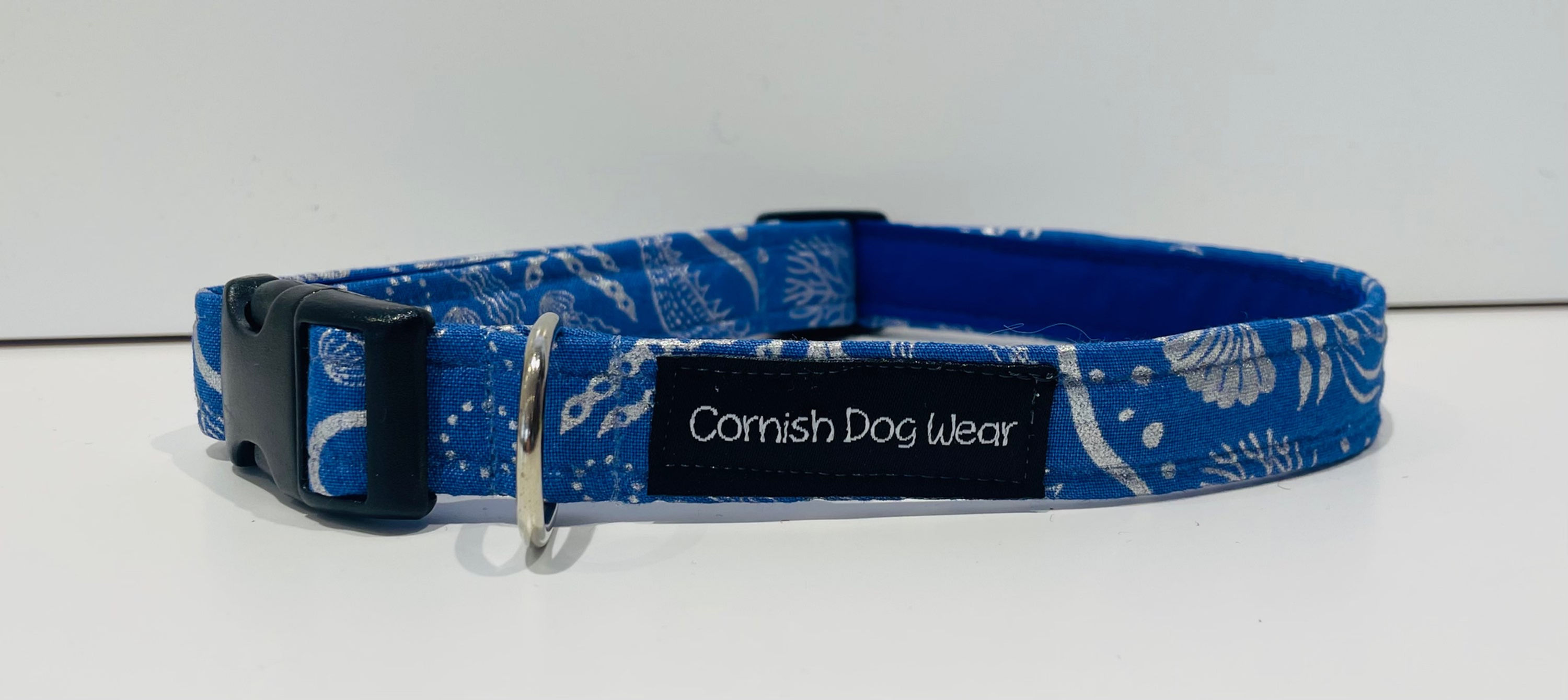 The Sea Bed in Blue Fabric Dog Collar 