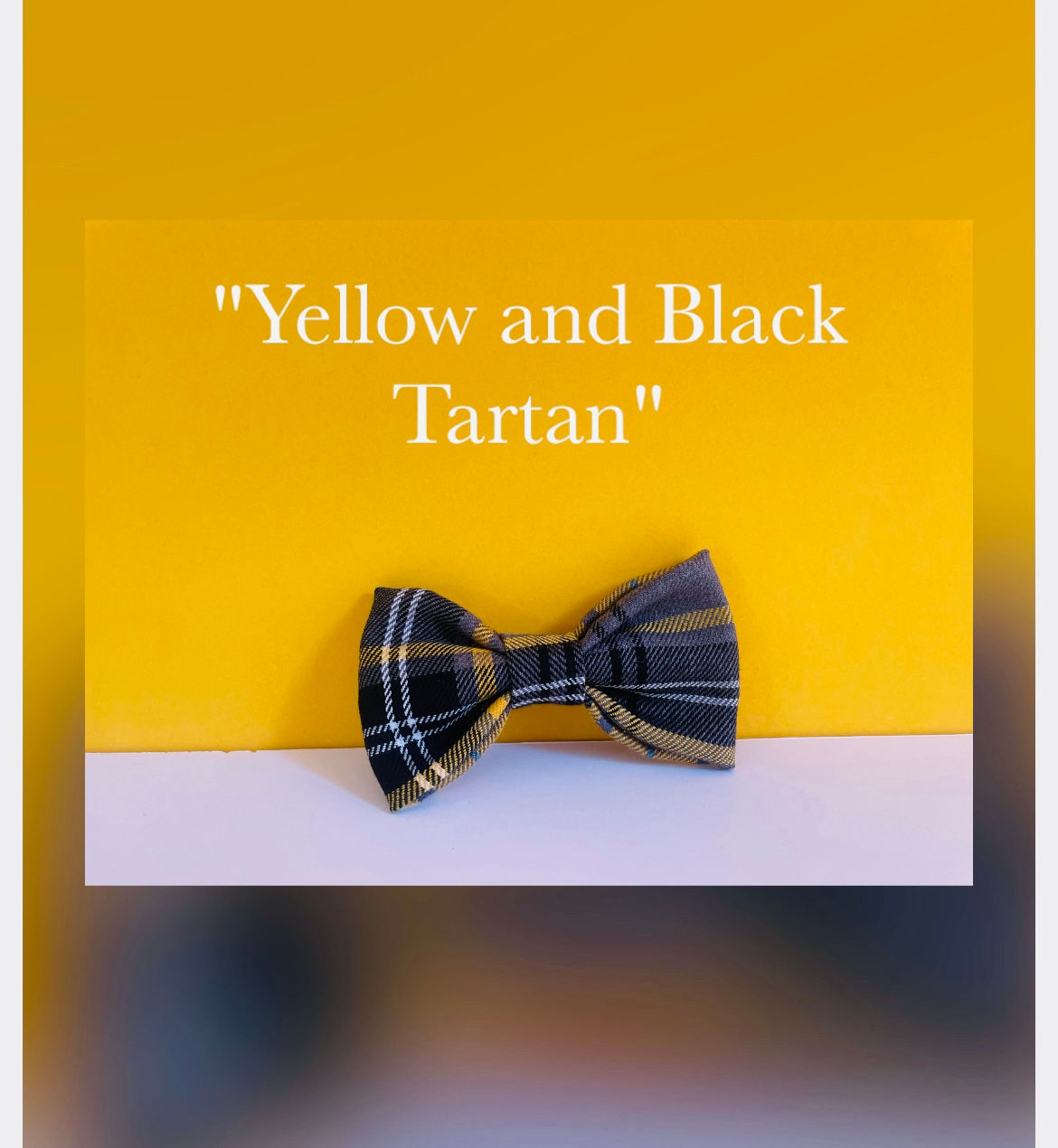 Yellow and Black Tartan Dog bow Tie