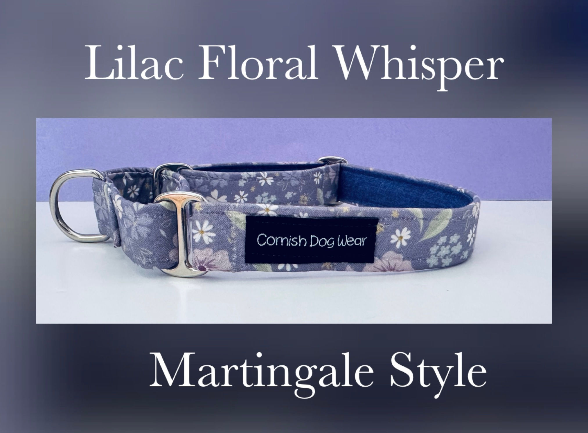 Lilac Floral Whisper Martingale fabric Dog Collar