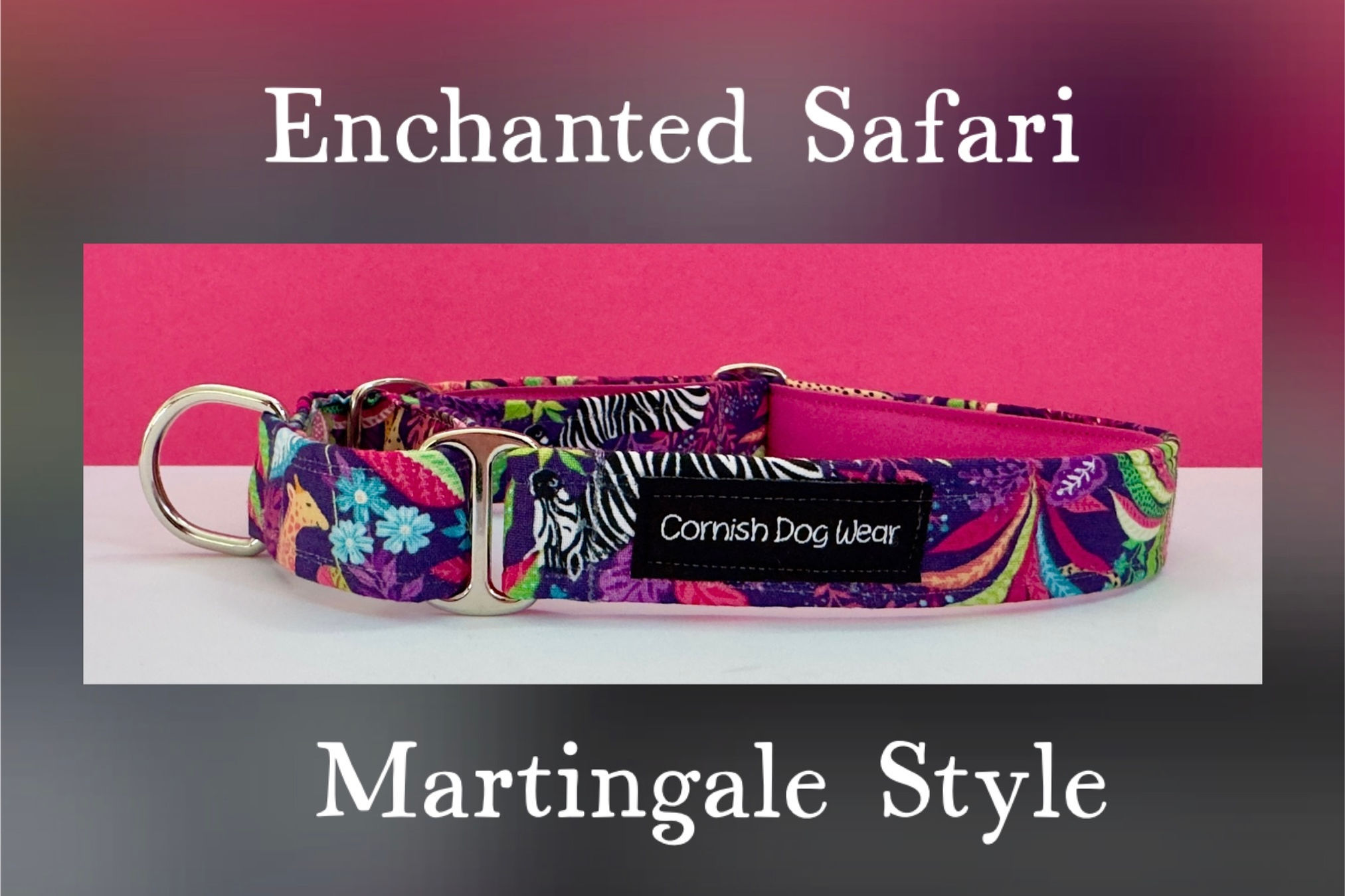 Enchanted Safari Martingale fabric Dog Collar 