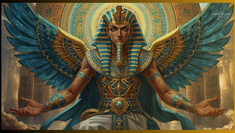 O Imperador no Tarot Egípicio em seu trono.