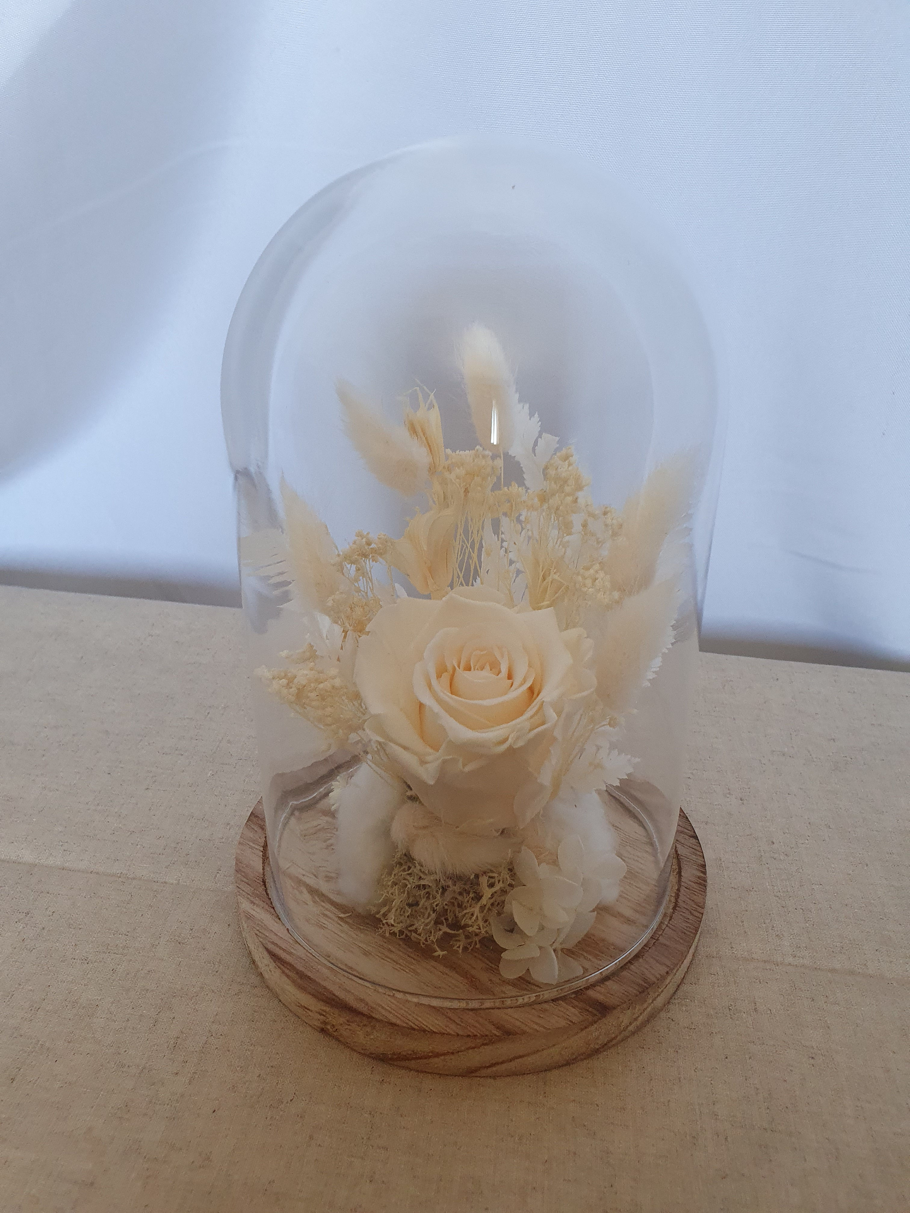 Cloche florale ton crème