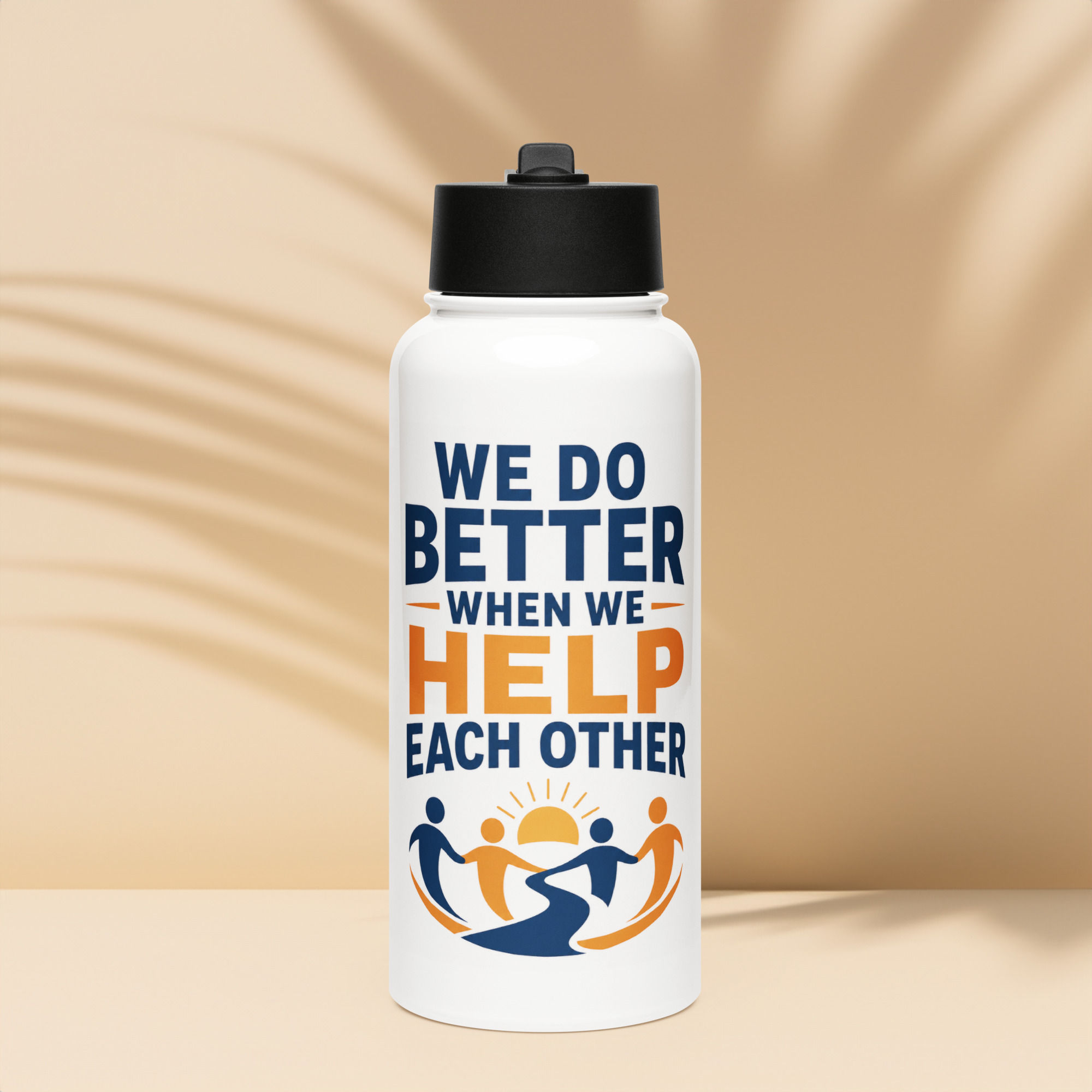 Stainless steel water bottle with a straw lid