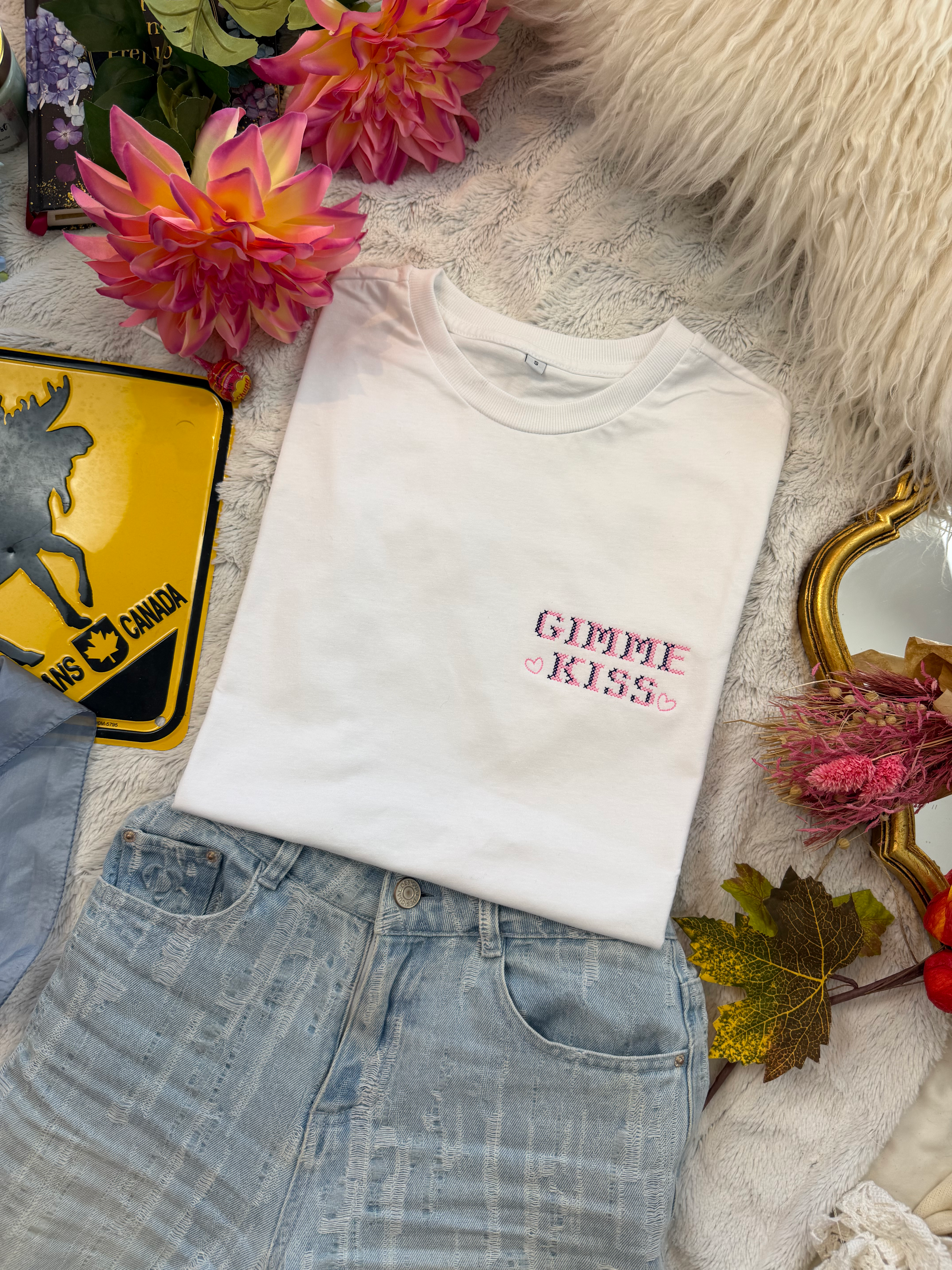 T-shirt oversize/classique  Gimme Kiss/Wow 💋🏒