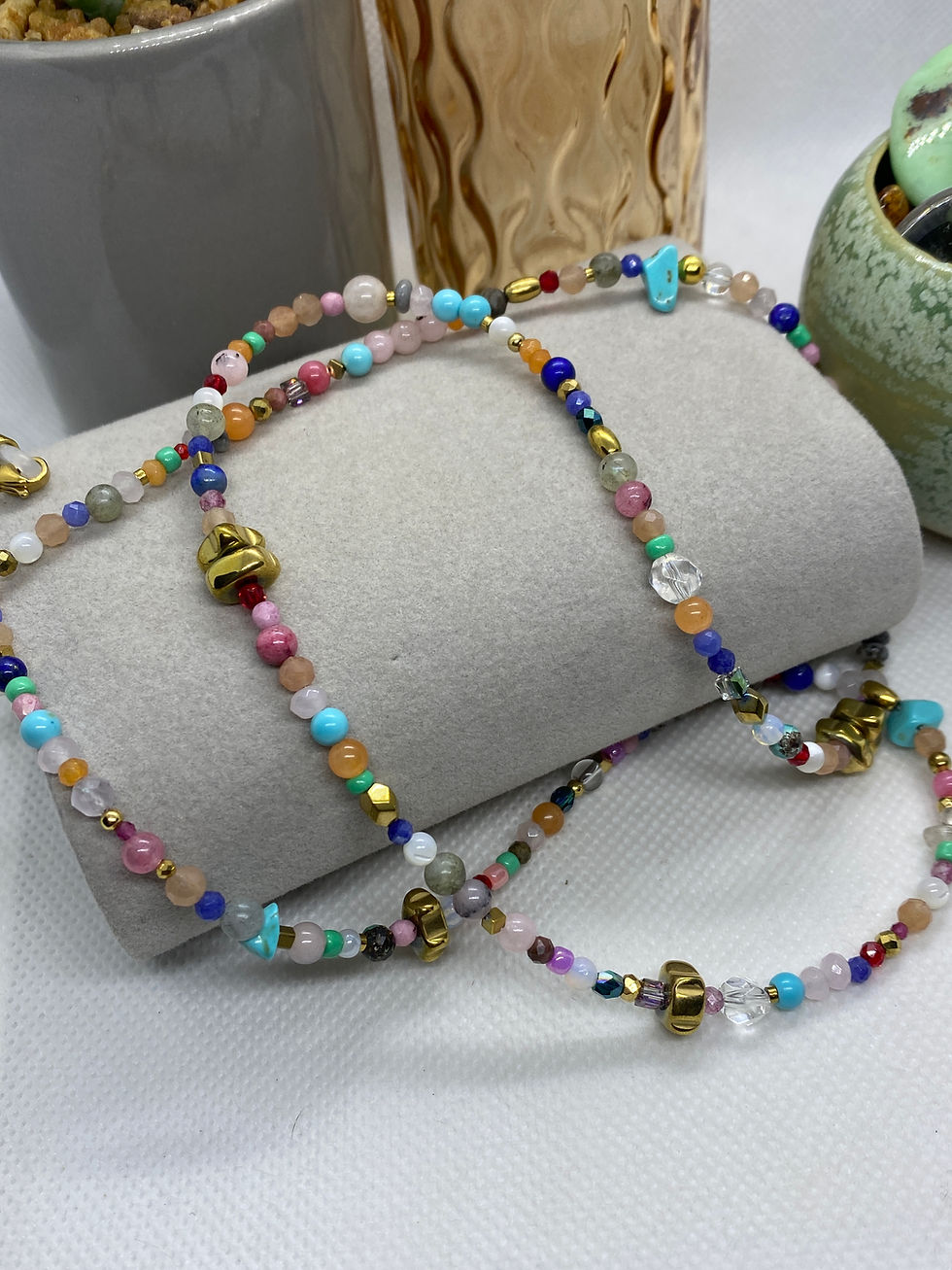 Thumbnail: Cordon à lunettes en pierres naturelles 