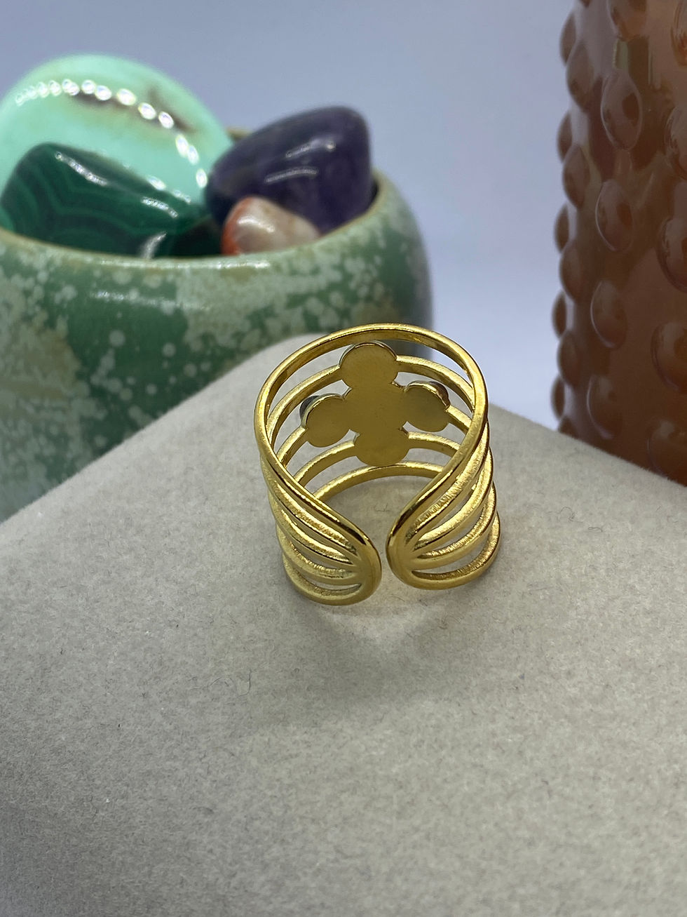 Miniatura: Bague OLIVIA en acier inoxydable et oeil de tigre 