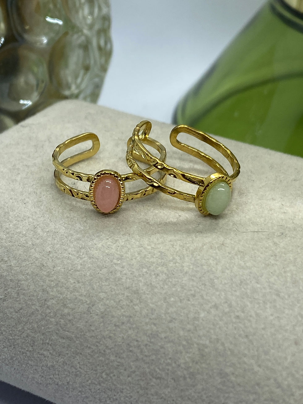 Miniature : Bagues ALEXANDRA en acier inoxydable et pierres naturelles