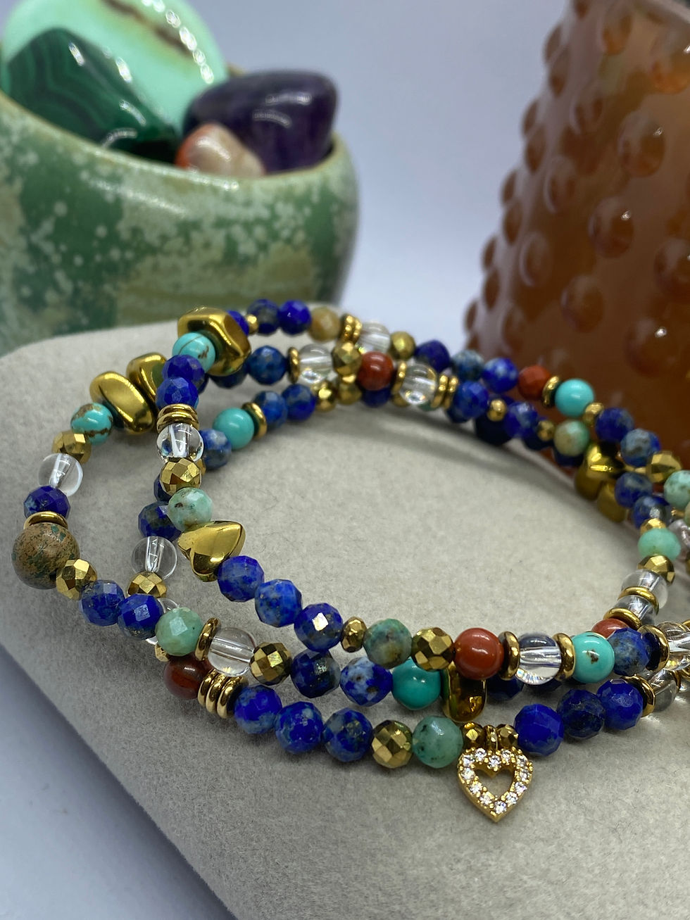 Miniature : Trio de bracelets LAETITIA en perles Lapis lazuli 
