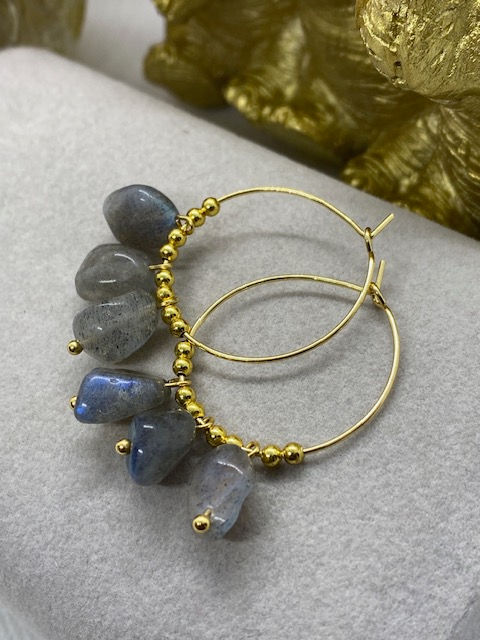 Miniatura: Boucles d'oreilles Bianca en labradorite ou Améthyste