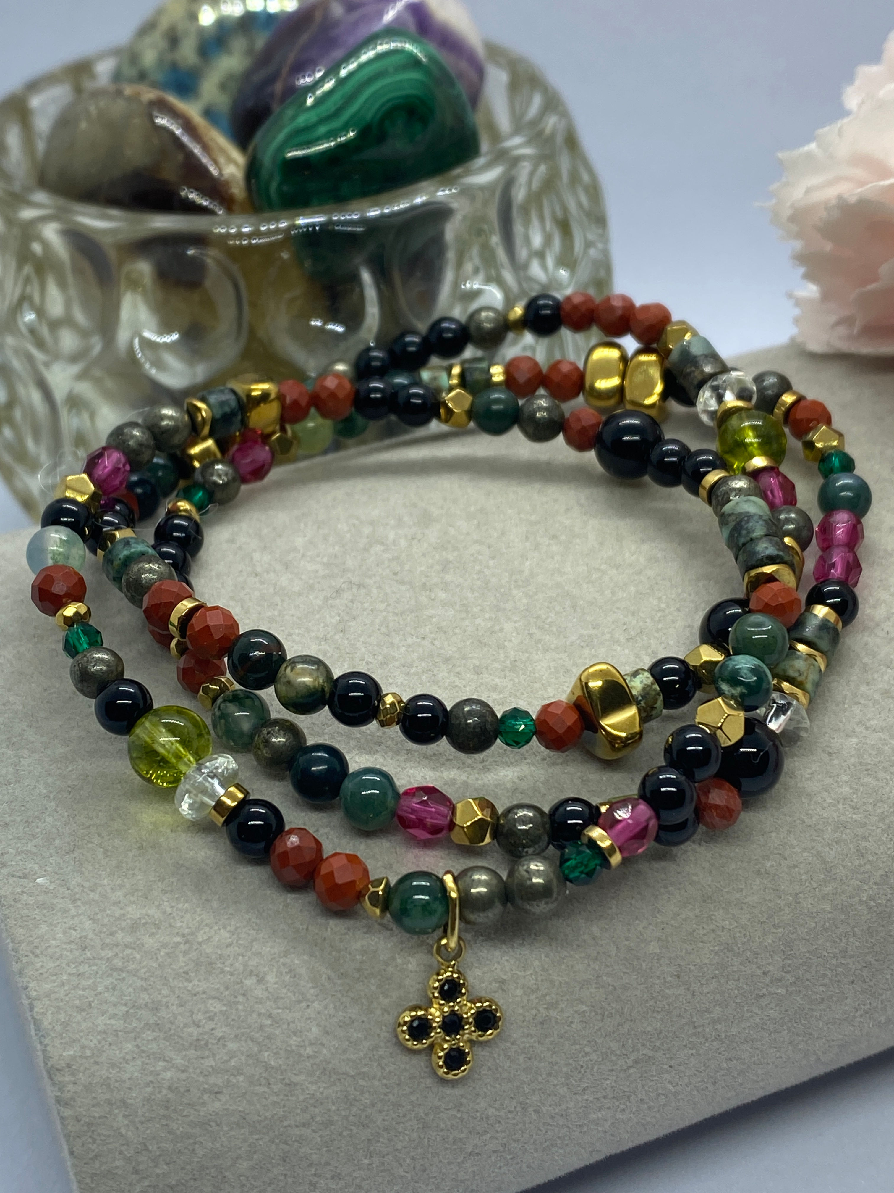 Trio de bracelets JUDITE en pierres naturelles 