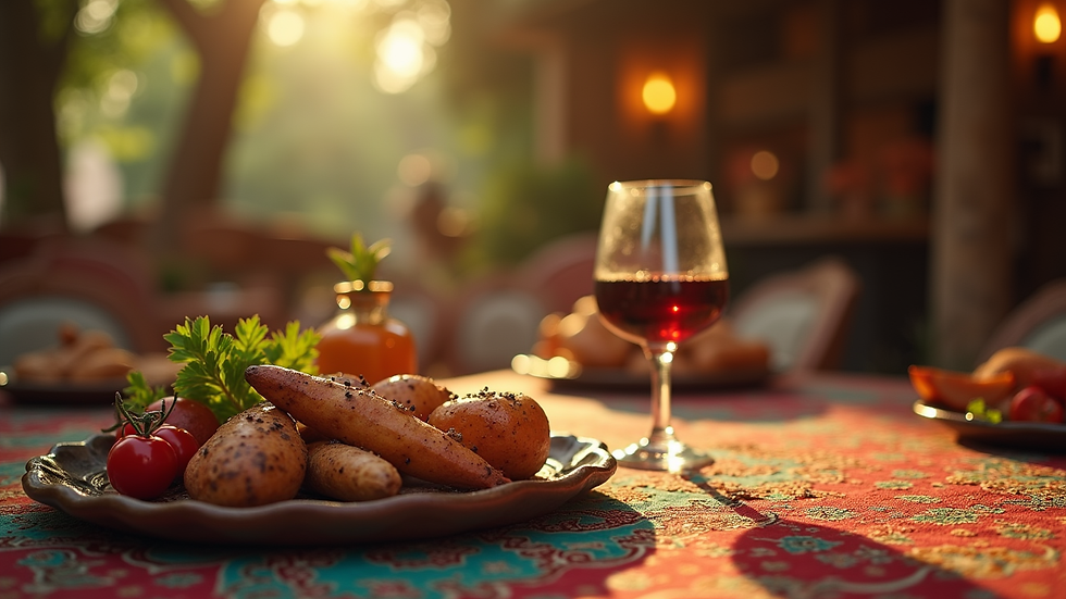 Eye-level view de una mesa con utensilios mexicanos tradicionales