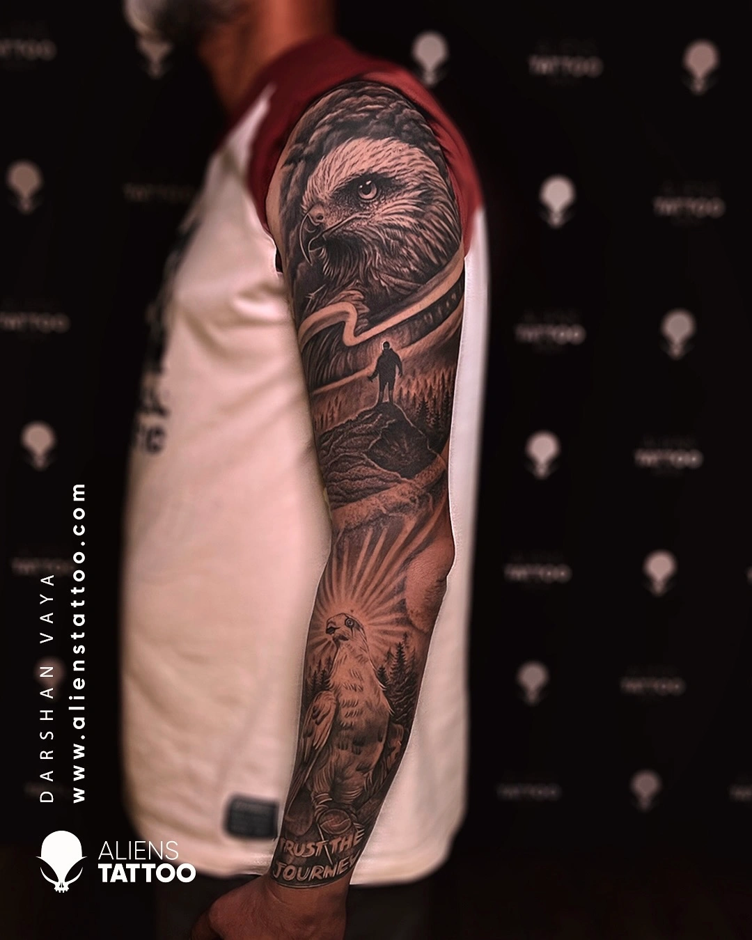 full sleeve eagle tattoo