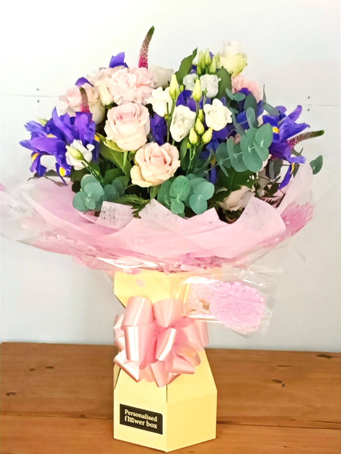 Iris and Pink Rose Bouquet