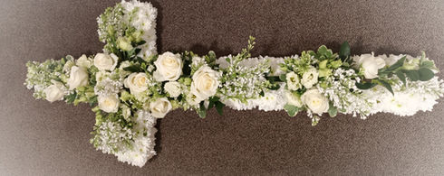 Green & White Funeral Cross