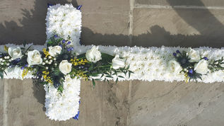 Blue, White & Yellow Funeral Cross