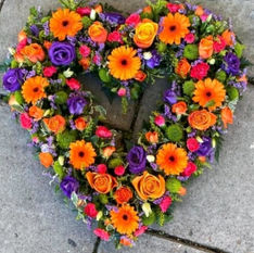 Orange & Purple Open Heart Funeral Heart